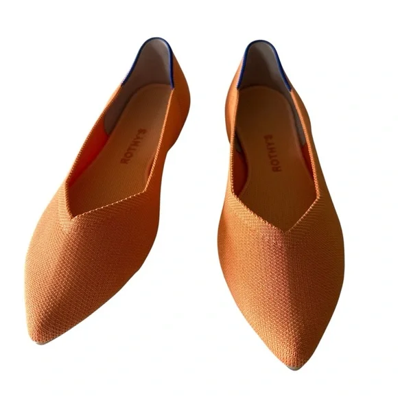 Rothy’s The Point Tangerine Washable Comfort Flat Size 10.5 - Picture 3 of 13